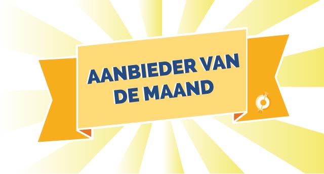 Licht gele zonnestralen met een oranje lint van CoinCompare en de crypto aanbieder van de maand