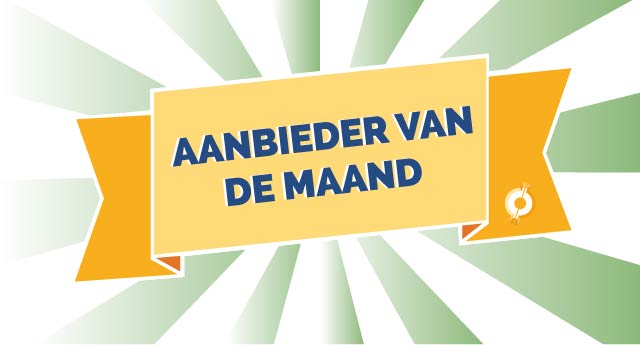 Donker groene zonnestralen met een oranje lint van CoinCompare en de crypto aanbieder van de maand